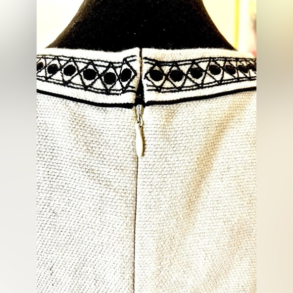 Ann Taylor linen blend shift dress w/blk beading &embroidery,back zip,hook&eye🖤 - Picture 10 of 16
